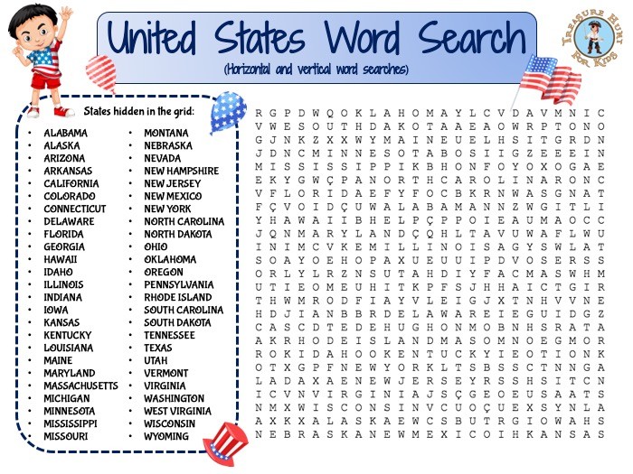 free printable word search united states