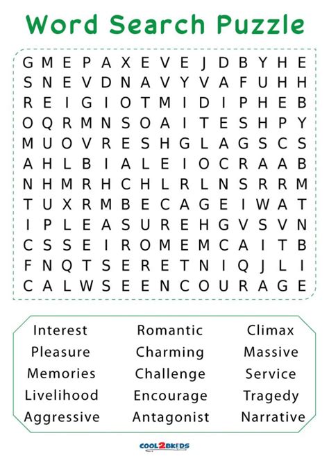 free printable word search worksheet