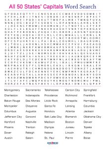 Printable 50 States Word Search - Cool2bKids