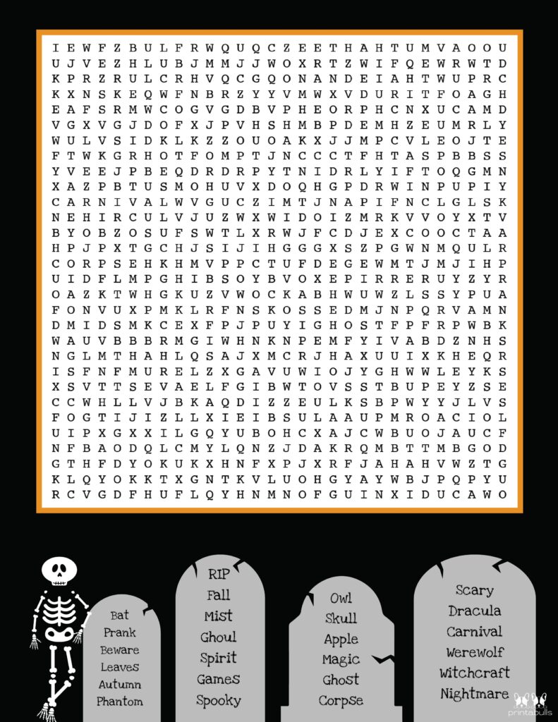 Free Printable Halloween Word Searches | Printabulls