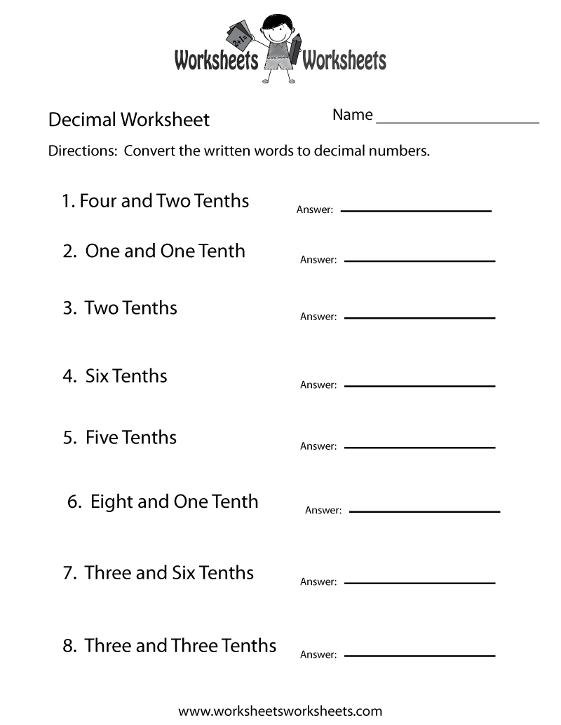 free printable worksheets addition decimals
