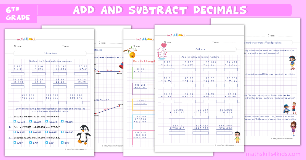 free printable worksheets addition decimals