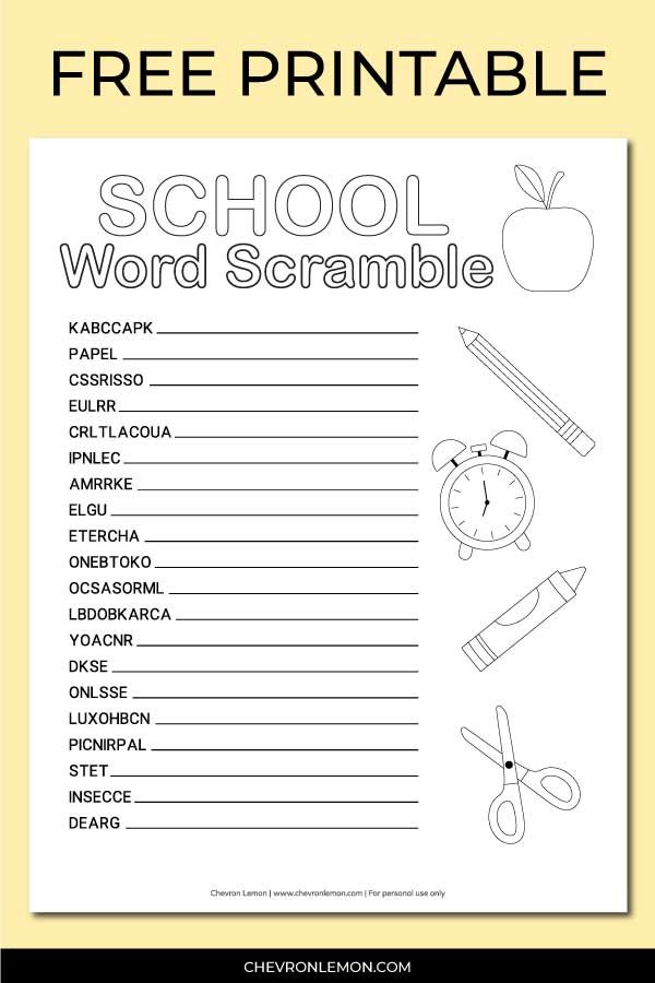 free printable worksheets jumbled words