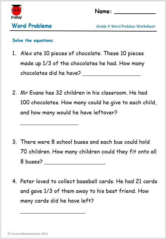 free printable worksheets multiplication word problems