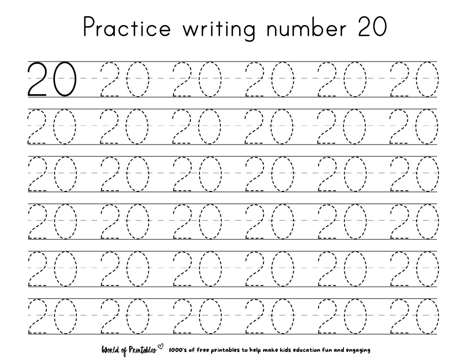 free printable worksheets numbers 1 to 20