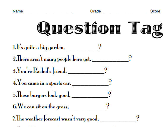 free printable worksheets question tags