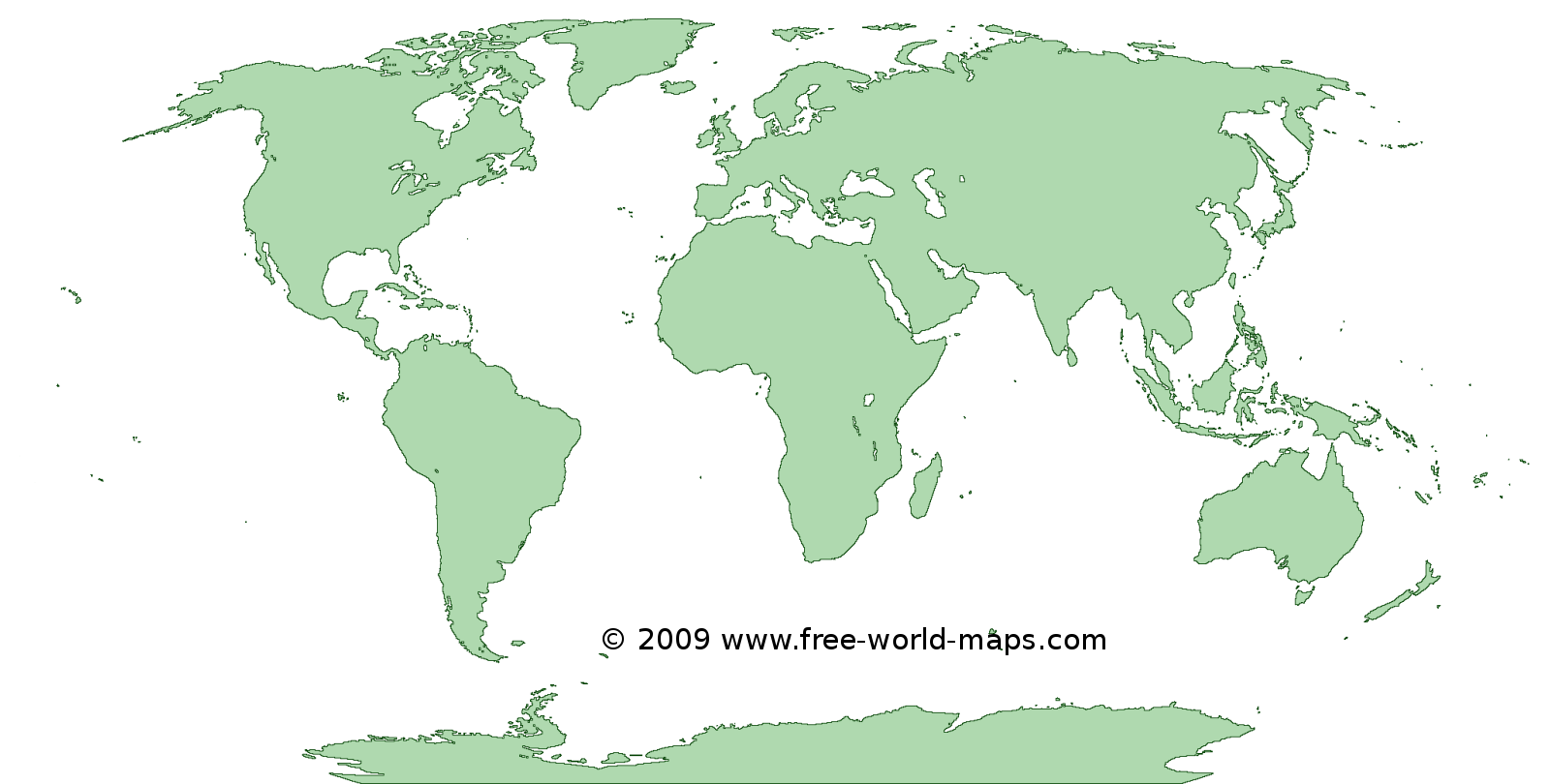 Printable green-transparent blank outline world map C4 | Free ...