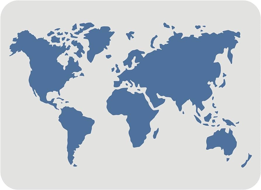 FINGERINSPIRE World Map Stencil Template 11.7x8.3 inch Plastic Map Painting  Stencil World Map Outline Pattern Stencils Reusable DIY Home Decor Stencil  ...