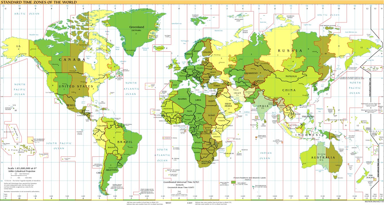 Time Zones of the World Map (Large Version)