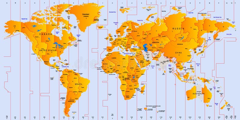 free printable world map with time zones
