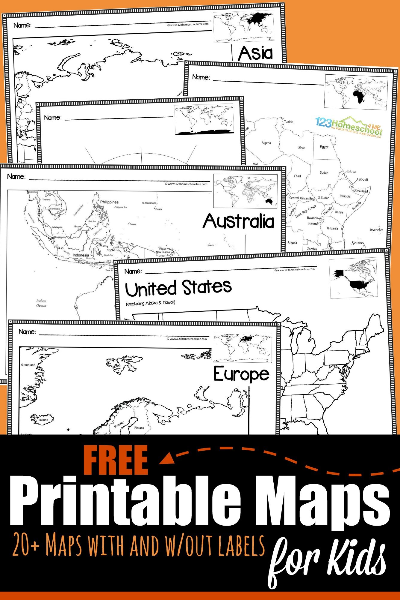 ?️ FREE Printable Blank Maps for Kids - World, Continent, USA