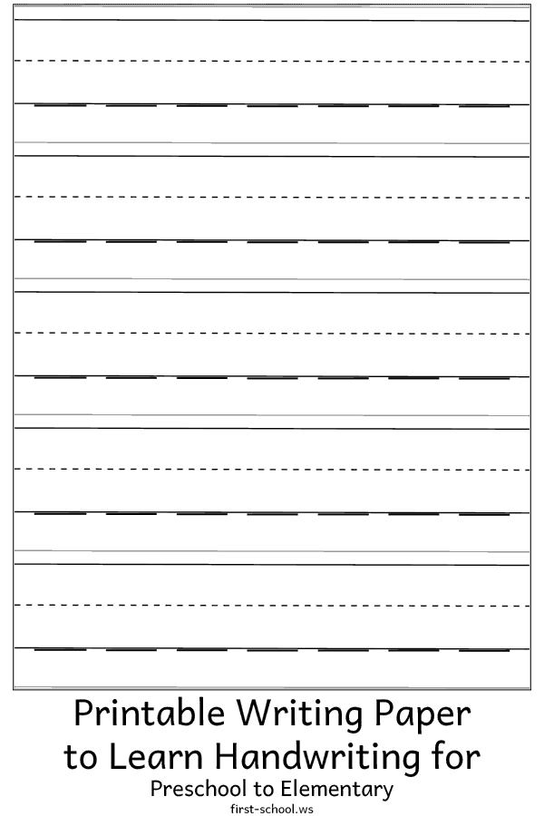 Printable Writing Paper for Handwriting for Preschool to Early ...