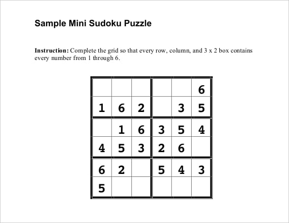 Prinable Sudoku Templates - 15+ Free Word, PDF Documents Download