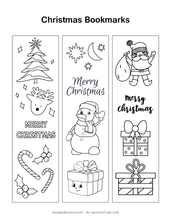 free printable xmas bookmarks