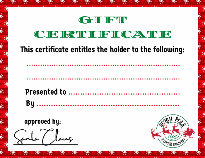 free printable xmas gift certificates