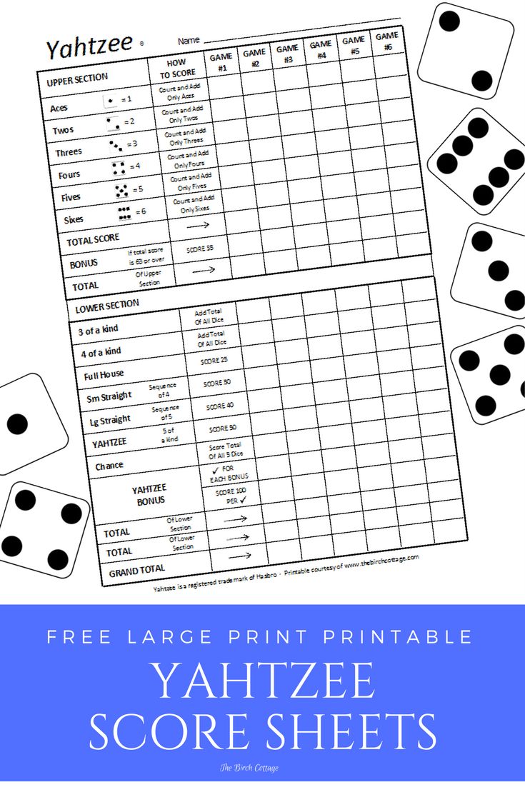 DIY Yard Dice with Free Printable Yahtzee® Score Sheets