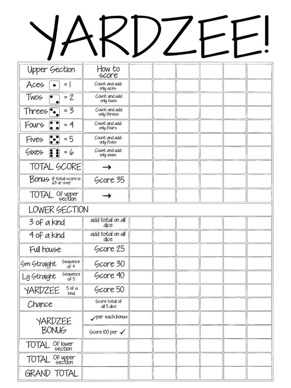 free printable yardzee dice template