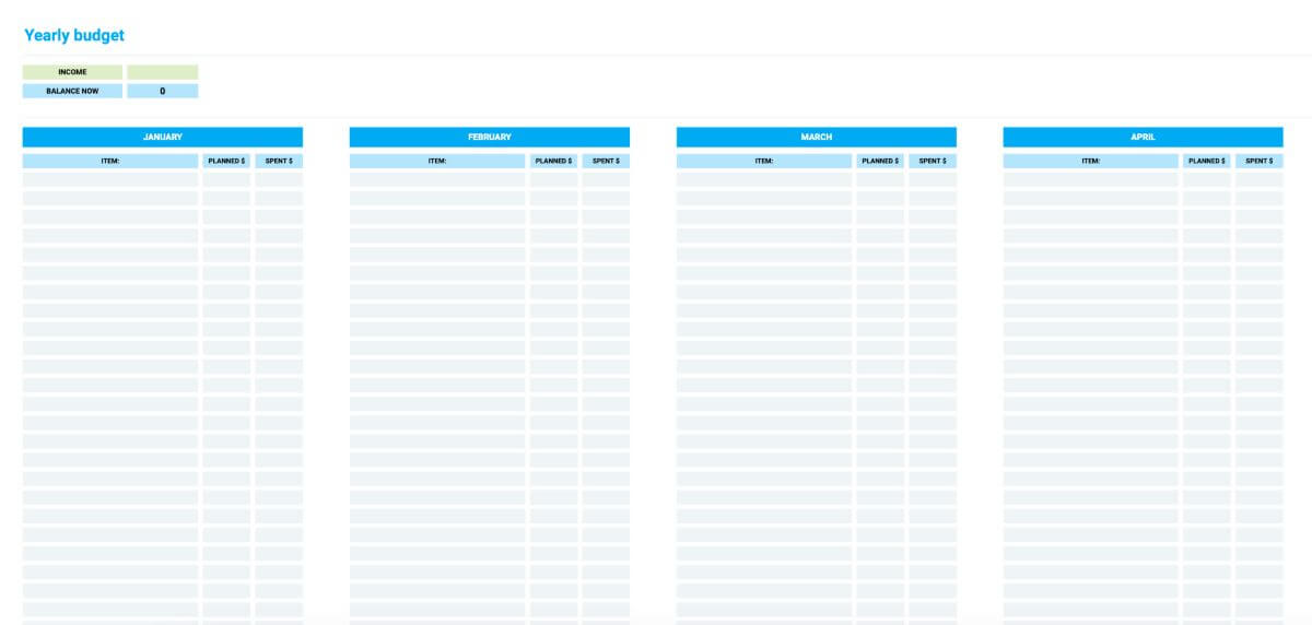 free printable yearly budget planner