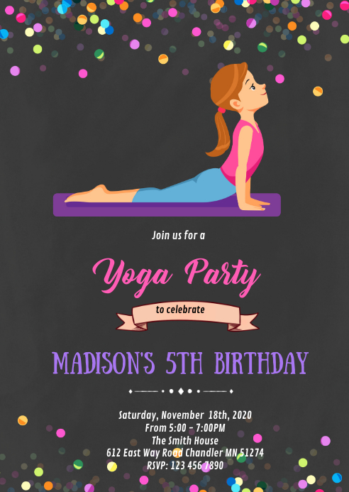 Yoga party theme invitation Template | PosterMyWall