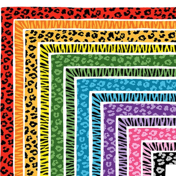 Buy Rainbow Leopard and Zebra Clipart Borders, Animal Print Frames ...