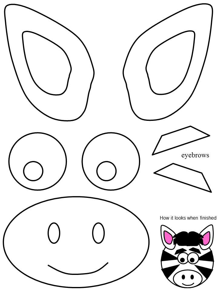 free printable zebra ears