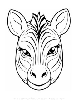Zebra-Head Outline Front View Coloring Page for Kids