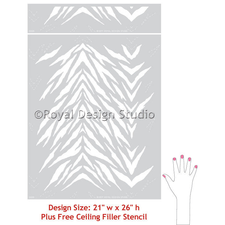 Zebra Stripe Stencil - 20.3 x 6.3 cm (S) - Reusable African Animal Wildlife  Border Stencils for Painting