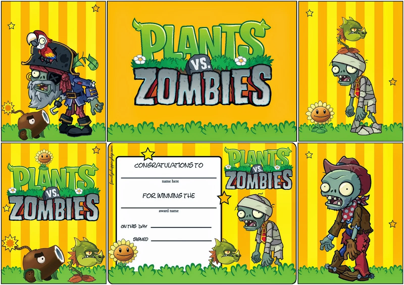 Plants vs Zombies: Free Printable Cards or Invitations. - Oh My ...