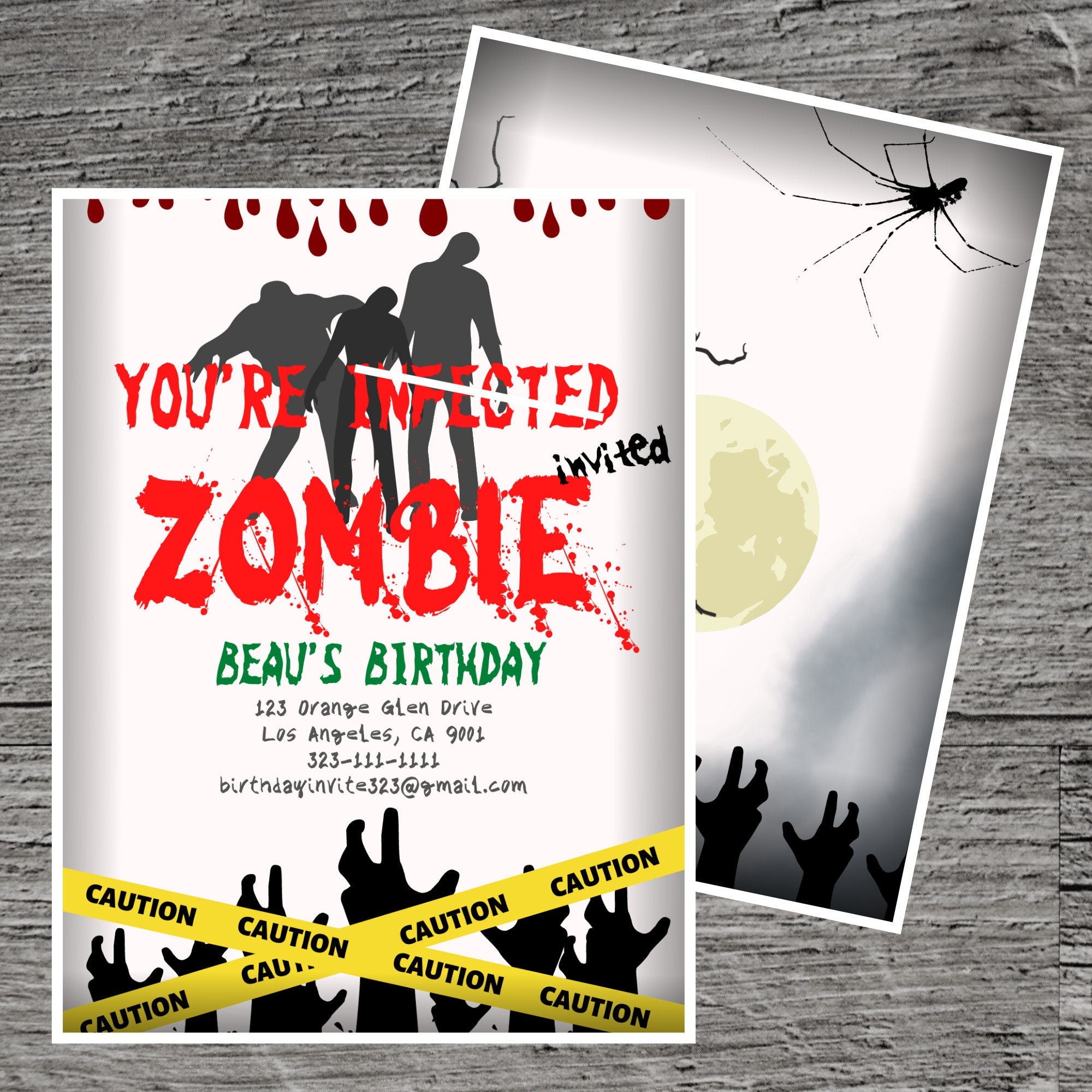 Zombie Infection Birthday Party Invitation, Warning Apocalypse ...