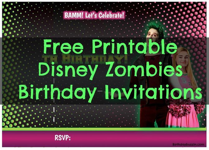 Free Printable Disney Zombies Birthday Party Invitations ...