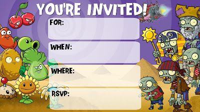 Plants vs. Zombies Invitations