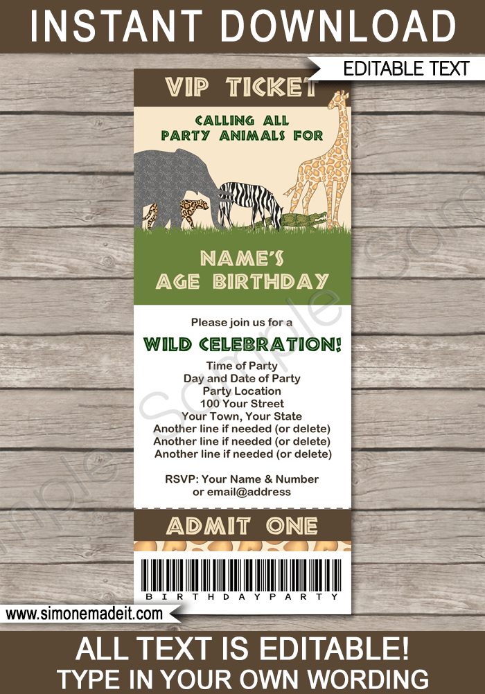 free printable zoo invitations