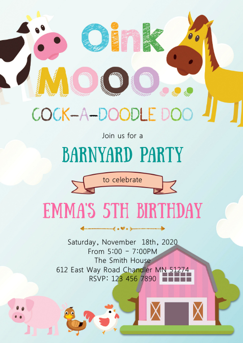 Farm petting zoo birthday party invitation Template | PosterMyWall