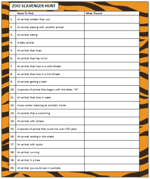 Zoo Scavenger Hunt (free printable game) - Moms &  Munchkins