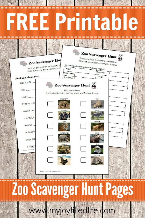 free printable zoo scavenger hunt