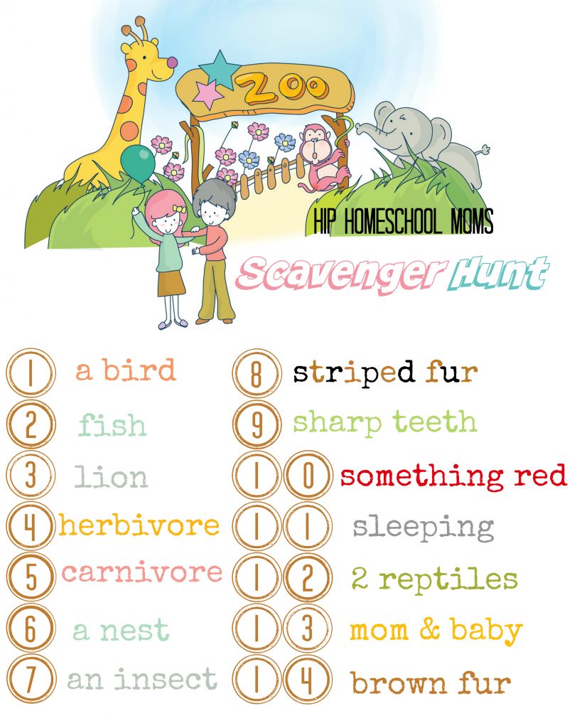 free printable zoo scavenger hunt