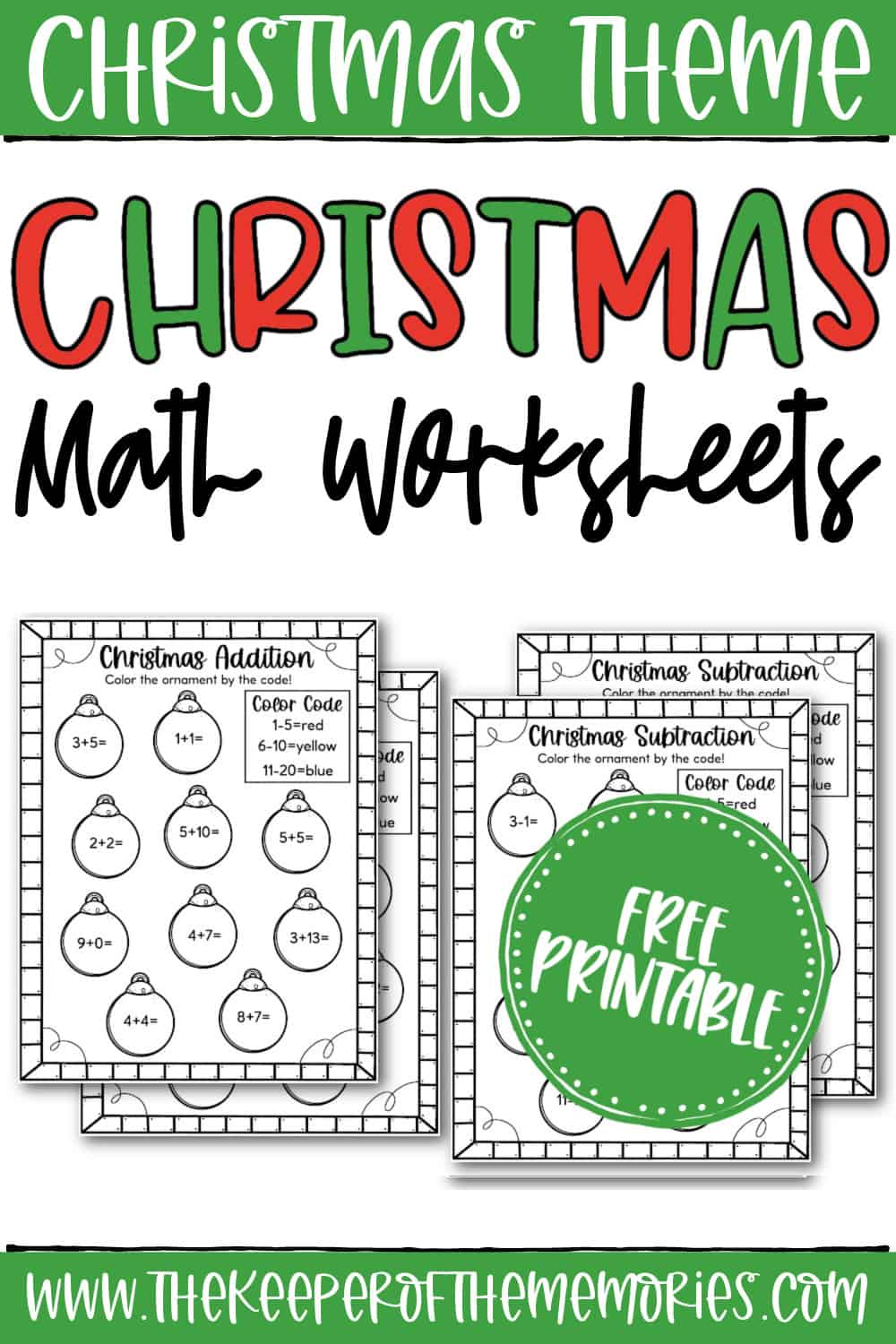 Free Printable Christmas Math Worksheets - The Keeper of the Memories