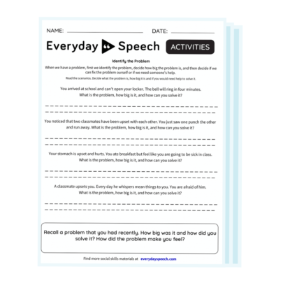Free Middle School Problem Solving Worksheet | Everyday Speech