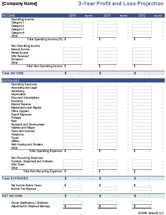 free profit and loss worksheet