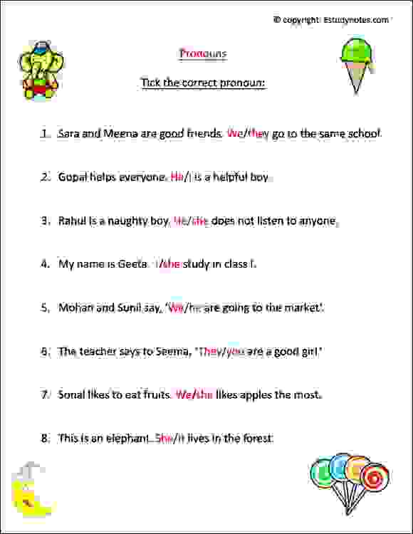 Pronoun Worksheet 2