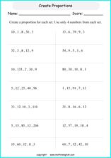 Printable ratio and Proportion worksheets for grade 5 and 6 math ...