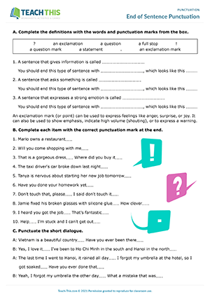 Punctuation Worksheets Games