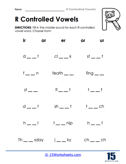 R Controlled Vowels Worksheets 15 Worksheets Library Worksheets Library