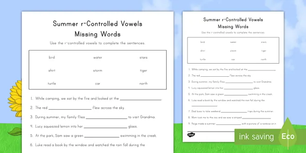 Summer R-Controlled Vowels Activity (teacher made) - Twinkl