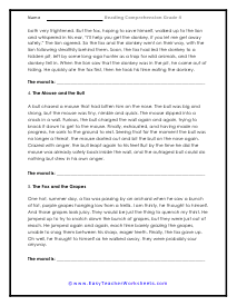 free reading comprehension worksheet 4th grade