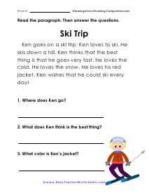 free reading comprehension worksheet for kindergarten