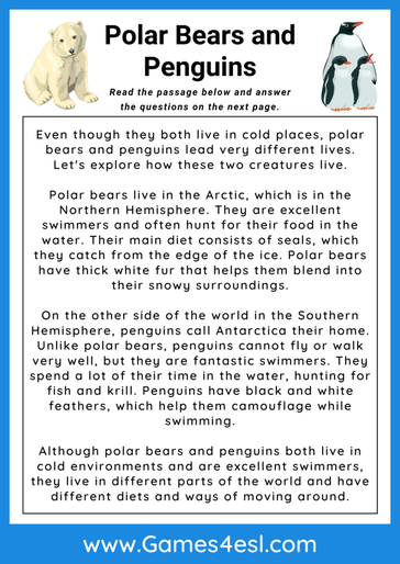 Free 3rd-Grade Reading Comprehension Worksheets | Games4esl