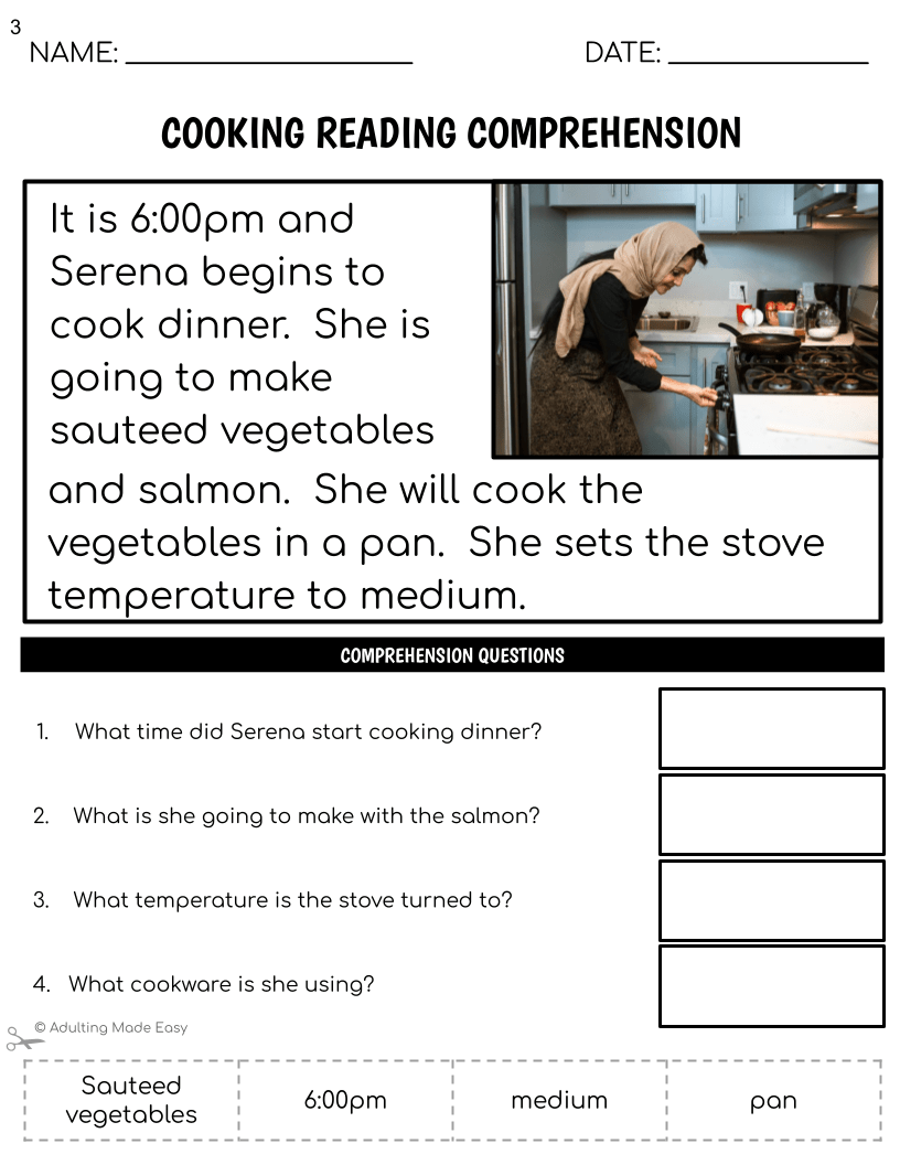 FREE Simplified Reading Comprehension Worksheets