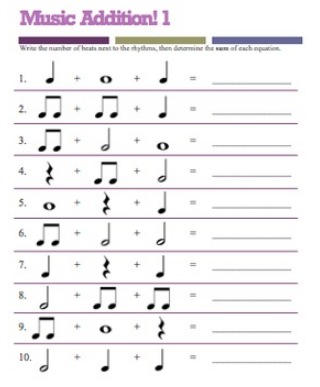 Music Math: 3 Addition Worksheet Packet (PDF) - the piano student