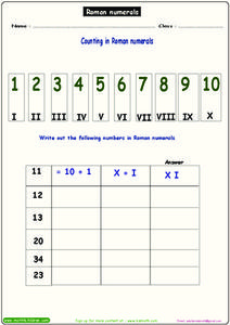 Roman Numerals Worksheet for 3rd - 4th Grade | Lesson Planet